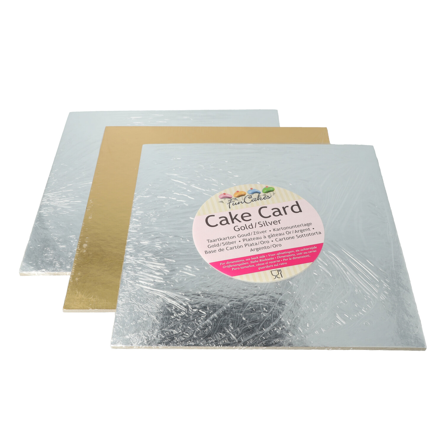 Cake Boards silver/gold Quadrat 20cm 3 Stück Cake Boards silver/gold Quadrat 20cm 3 Stück
