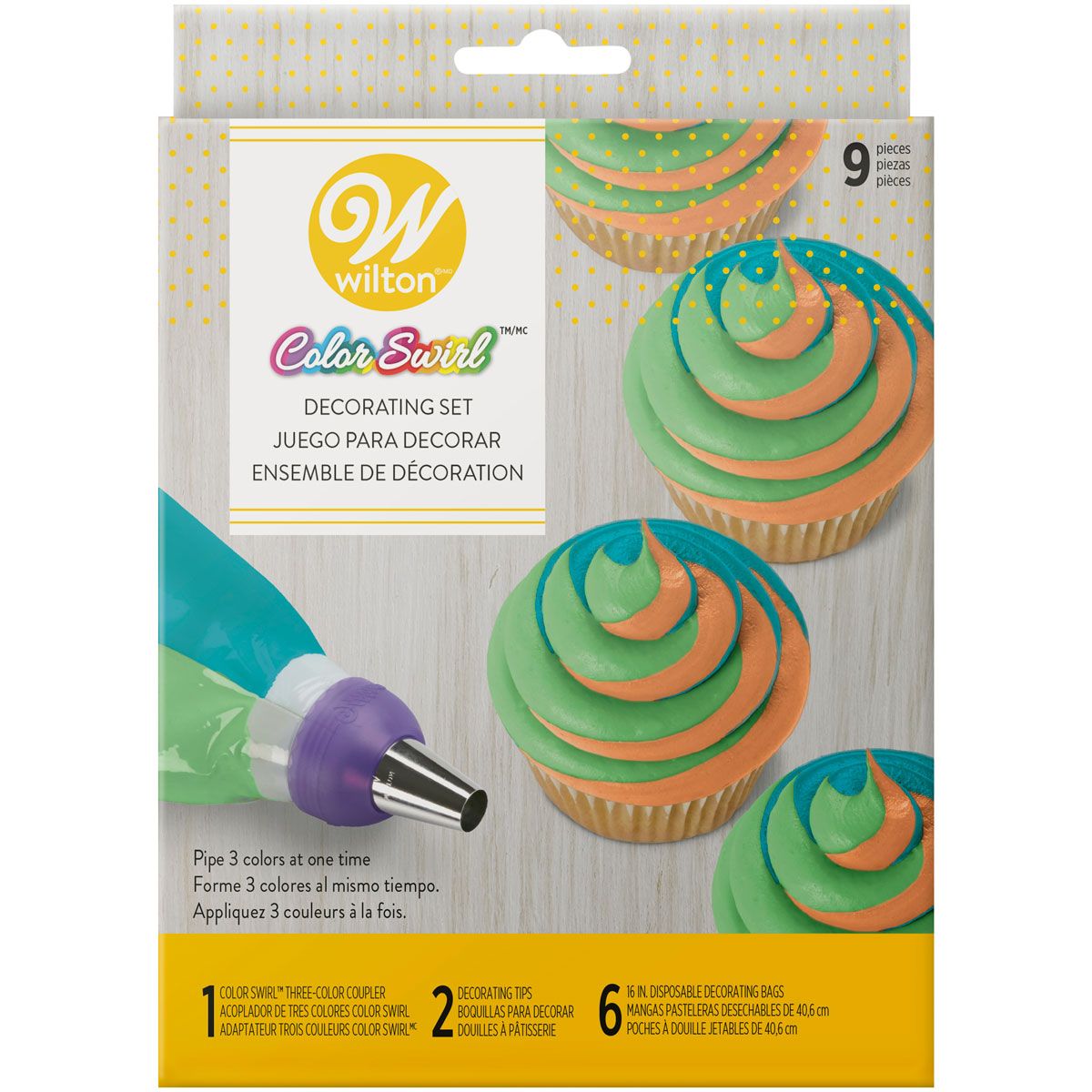 ColorSwirl Tri-Color Coupler Decorating Set/9 ColorSwirl Tri-Color Coupler Decorating Set/9