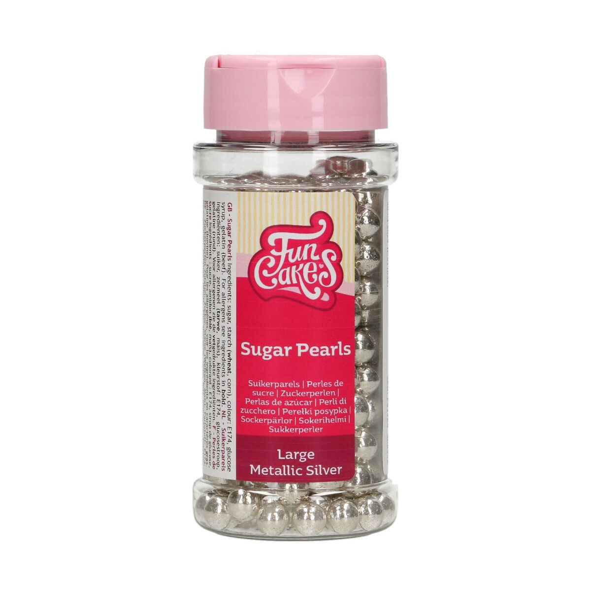 Sugar Pearls Large (8 mm) Metallic Silber 80 g Sugar Pearls Large (8 mm) Metallic Silber 80 g