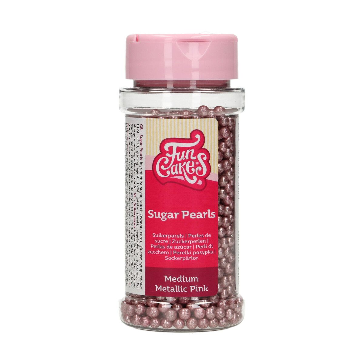 Sugar Pearls Medium (4mm) Metallic Pink/Rosa 80 g Sugar Pearls Medium (4mm) Metallic Pink/Rosa 80 g