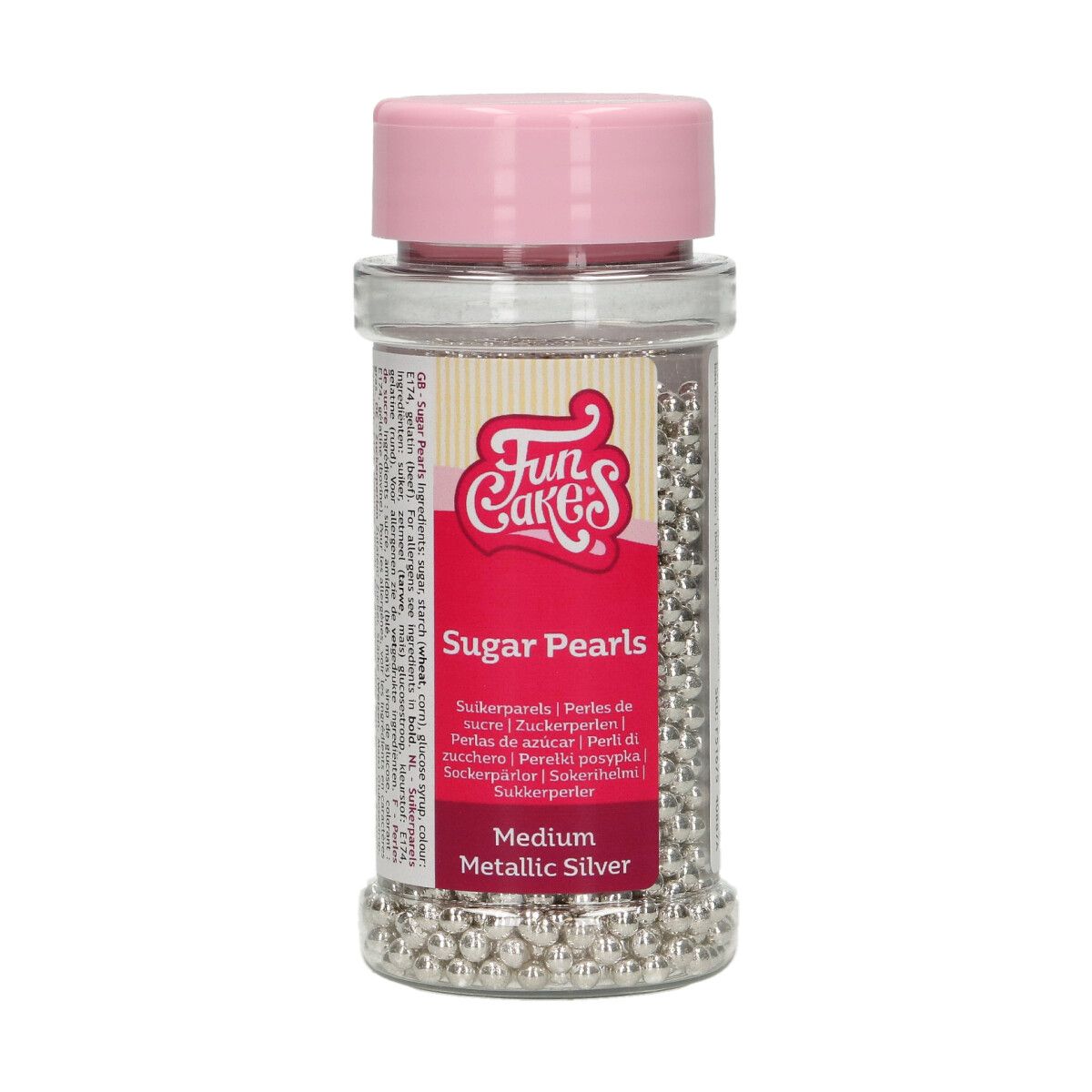 Sugar Pearls Medium (4 mm) Metallic Silber 80 g Sugar Pearls Medium (4 mm) Metallic Silber 80 g