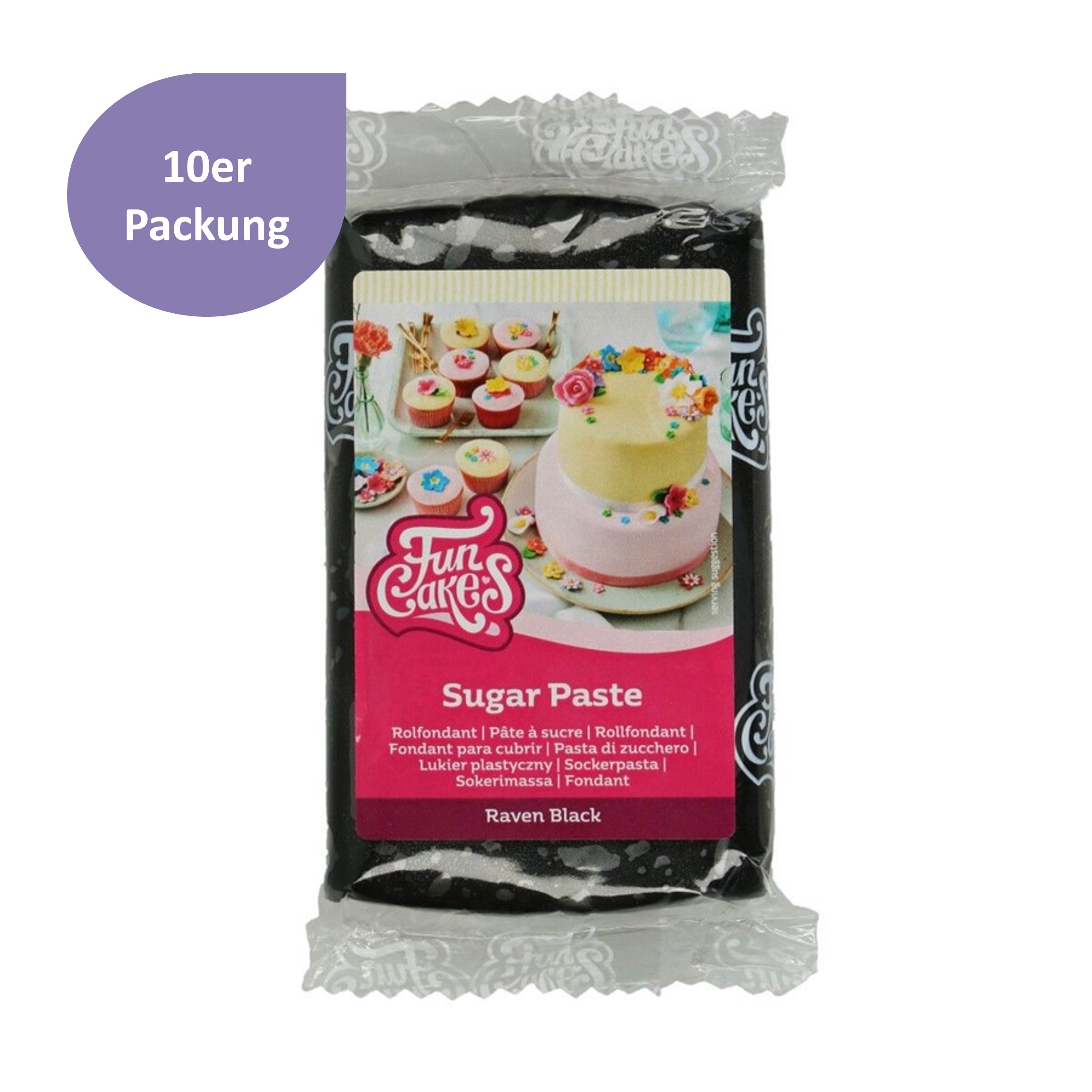 10 x Fondant Raven Black / Schwarz 250 g