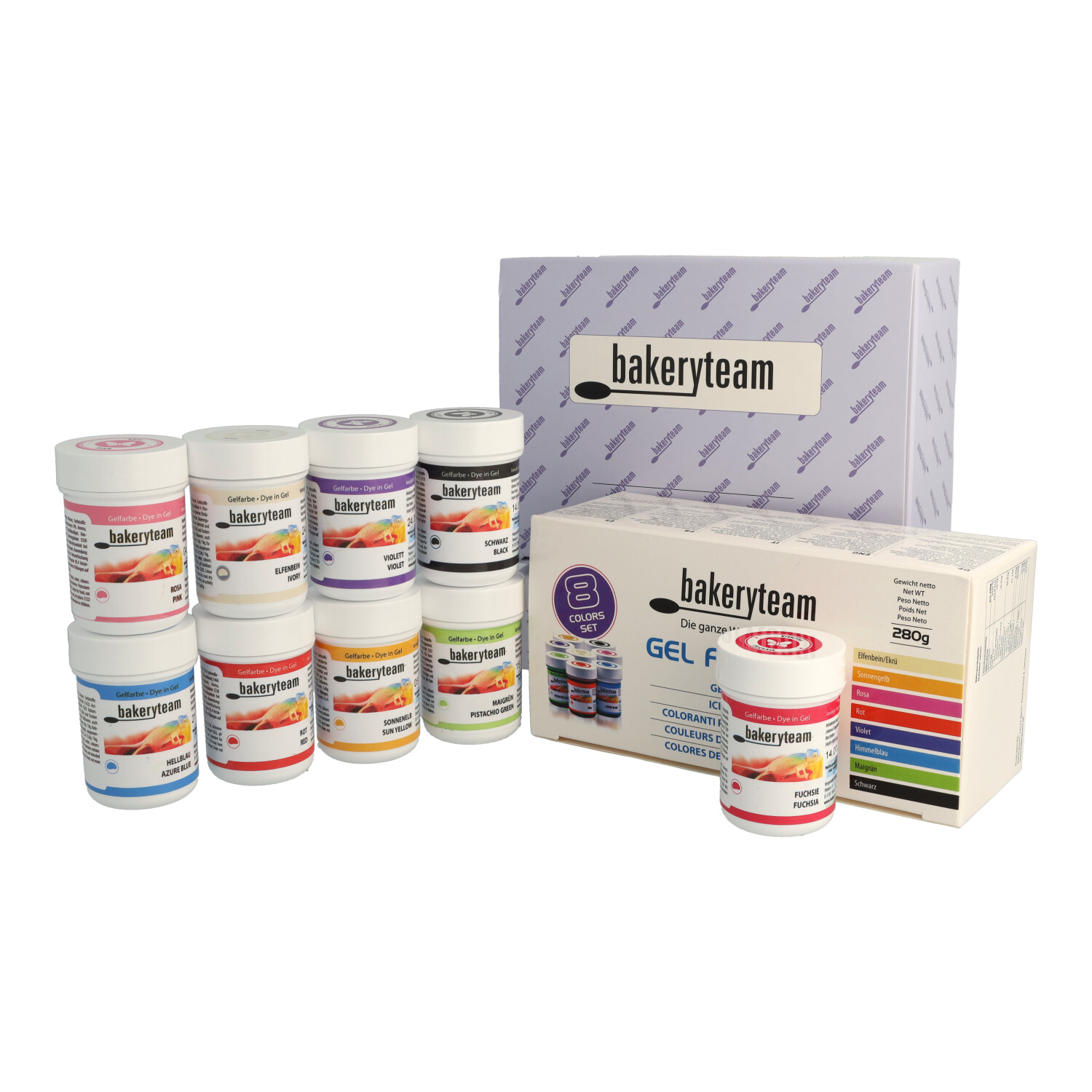 Lebensmittelfarben Set 8 x 35 g + Fuchsia (315 g) Lebensmittelfarben Set 8 x 35 g + Fuchsia (315 g)